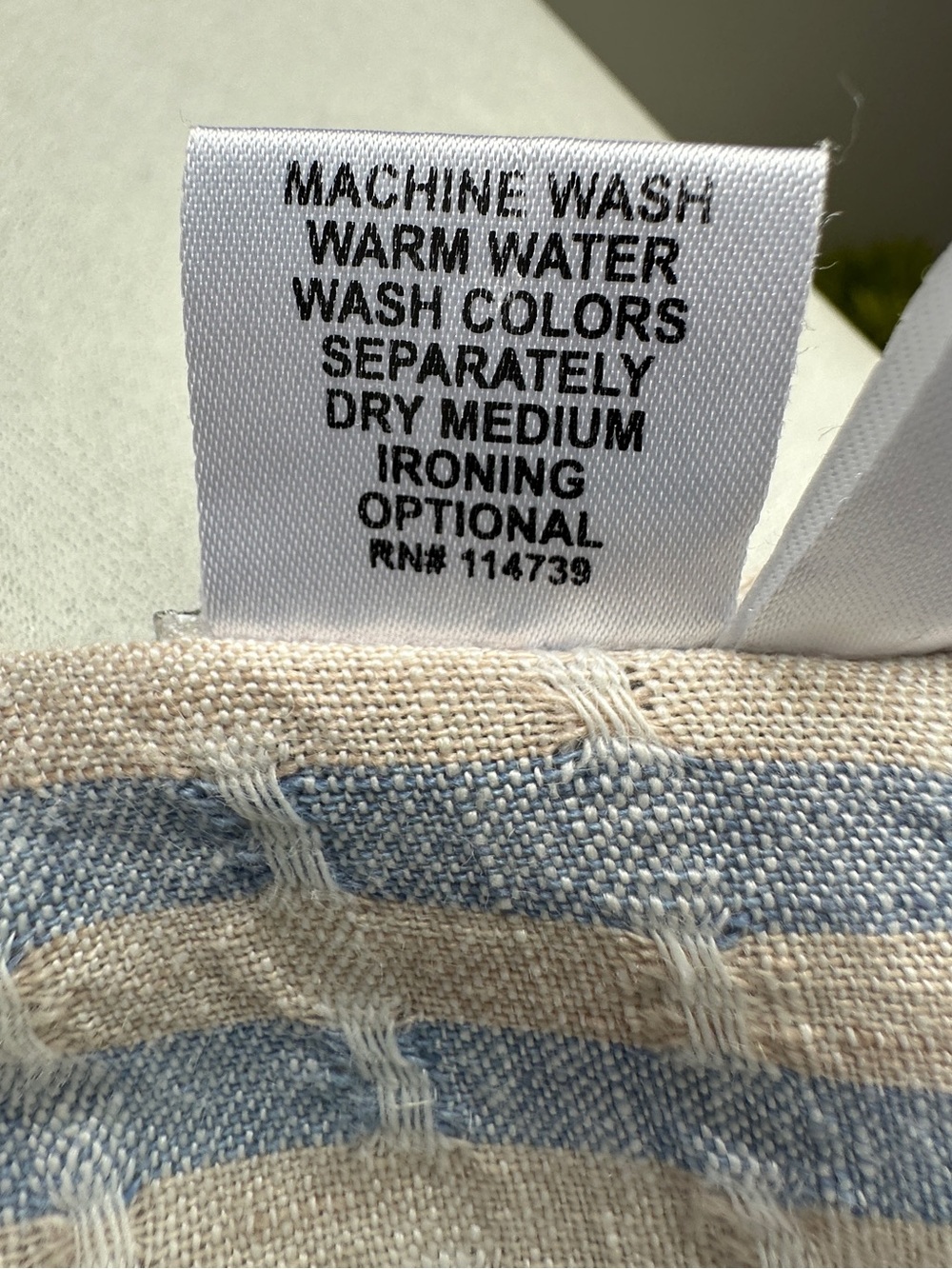Flax Light Blue and Cream Striped Linen Tunic - Picture 7 of 10